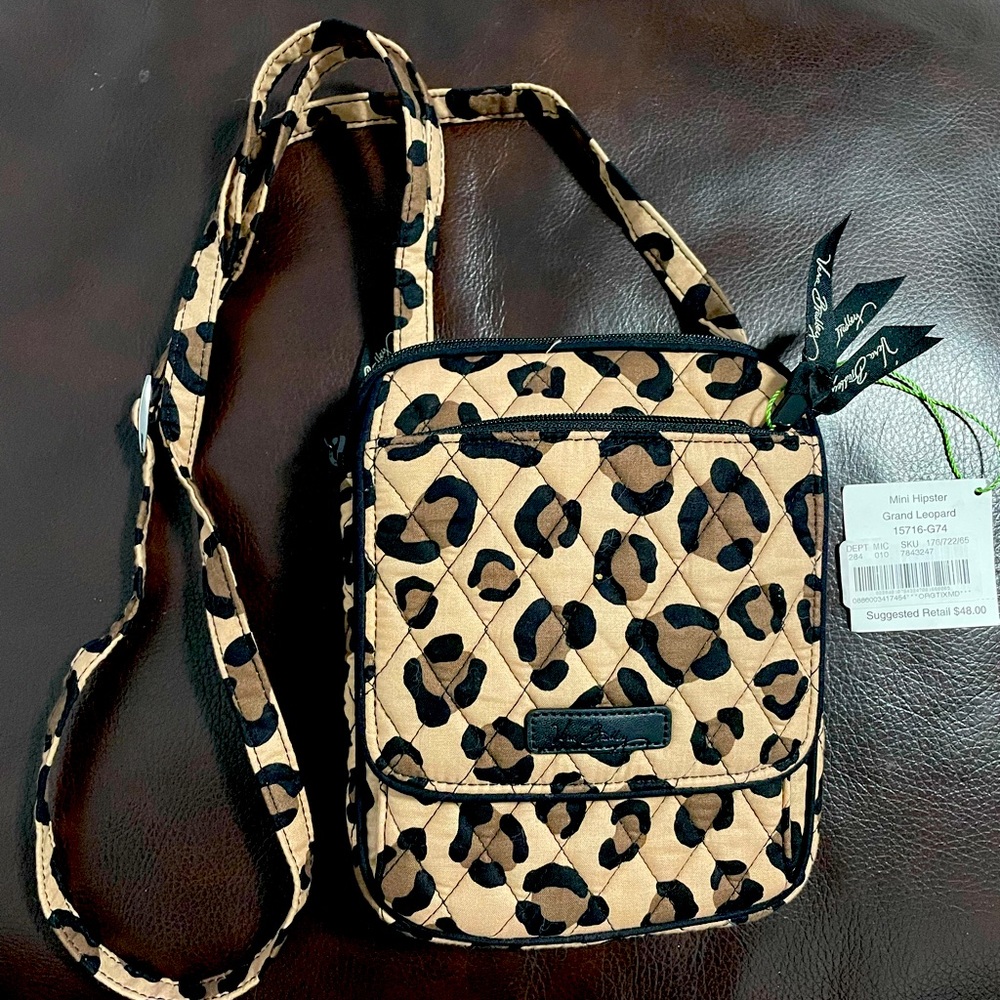 Vera Bradley Mini Hipster Grand Leopard handbag with multiple pockets